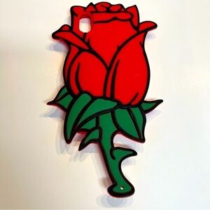 3D Cartoon Red Rose Oversized Rubber Phone Case for IPhone X